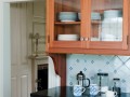 Kitchen hutch with delft tile backsplash